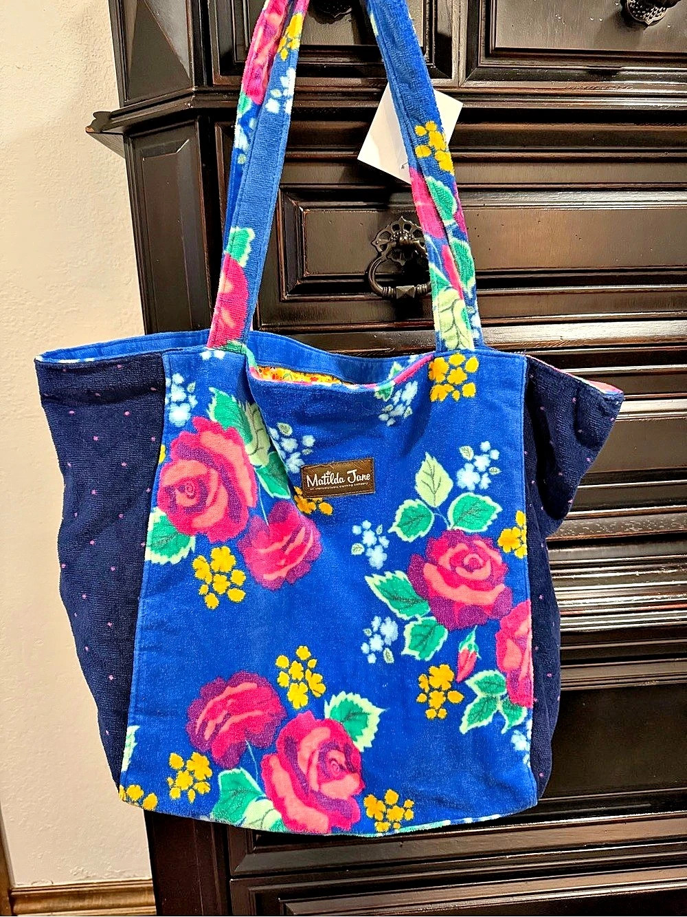 Vera Bradley Floral Tote in Blue & Pink Like New